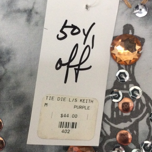 Grey Tie dye embellished long sleeve top - Picture 5 of 9